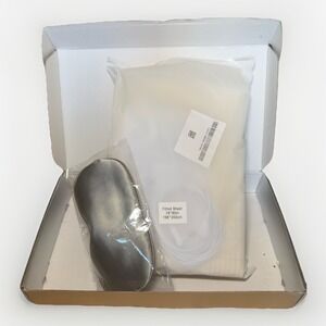 LiveGrounded‎ KING Fitted Sheet 18" + Mulberry Silk Sleep Mask Organic/Silver